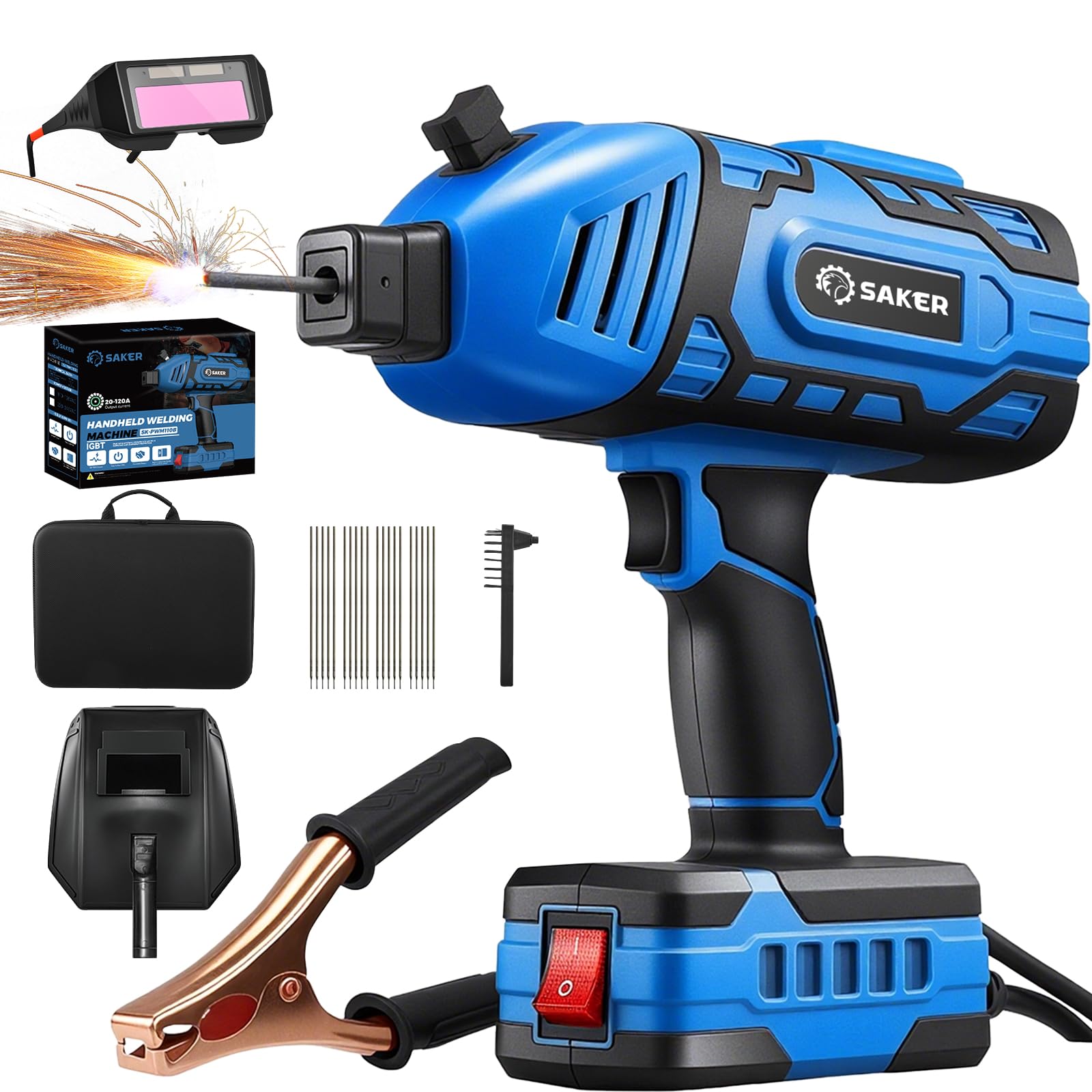 Saker portable welder with compact design for easy handling and transport.
