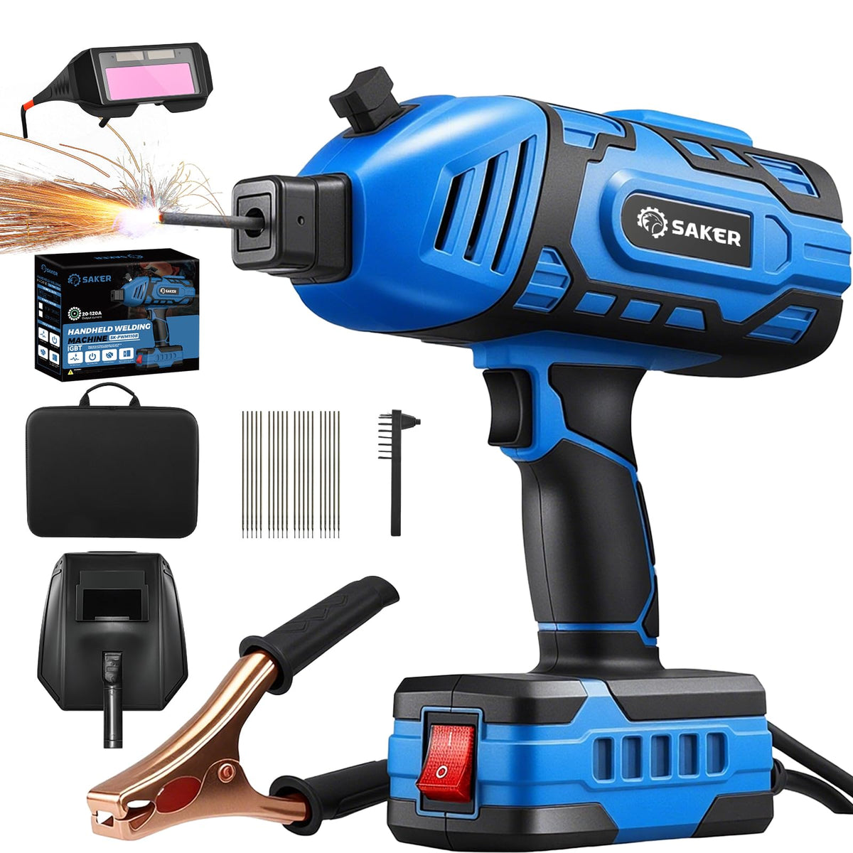 Saker portable welder with compact design for easy handling and transport.