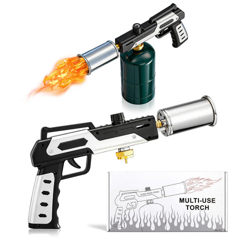 Saker propane torch with adjustable flame for grilling and searing steaks