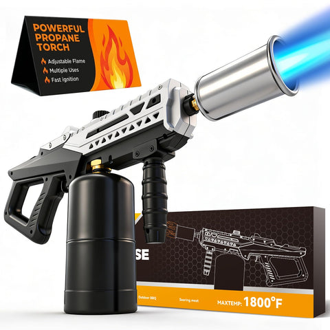 Saker propane torch with adjustable flame for precise control during cooking and grilling.