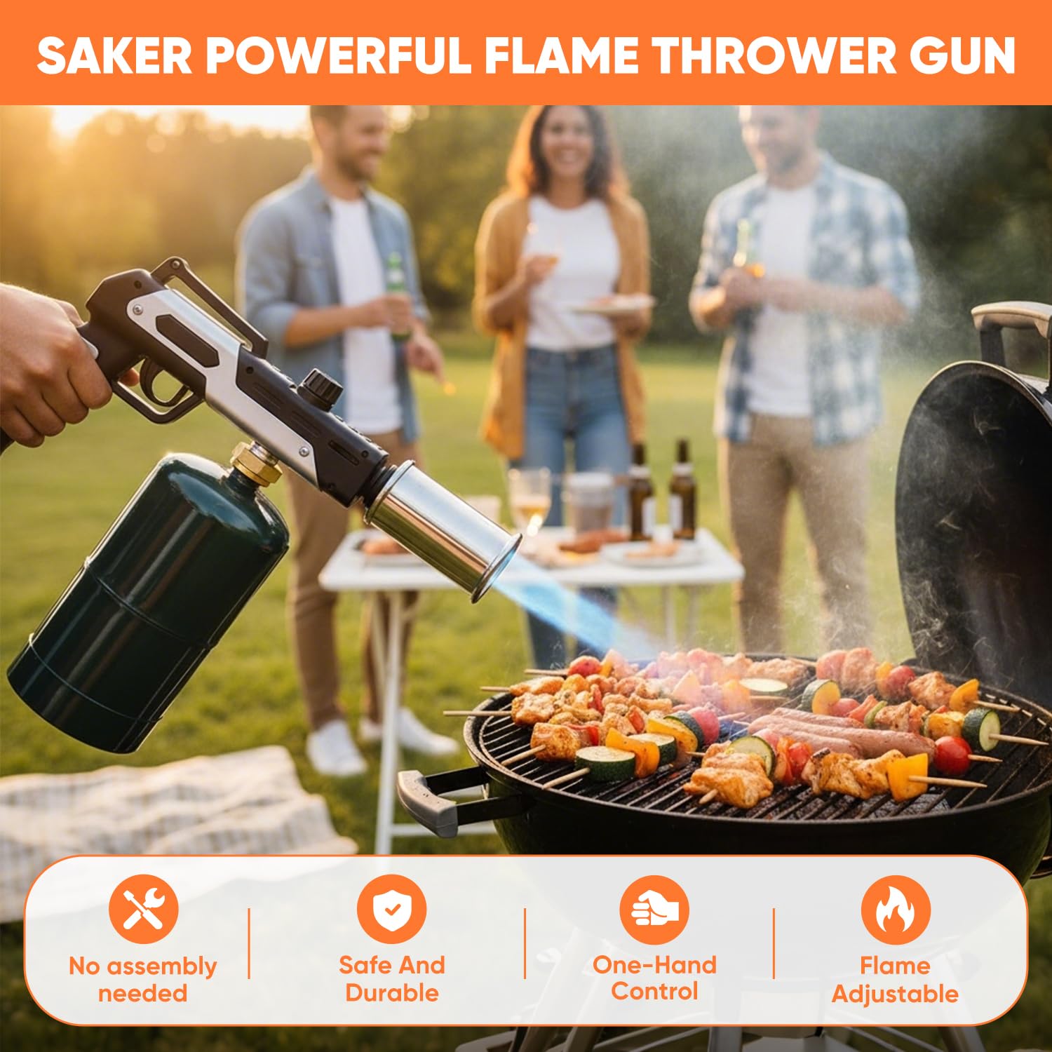 Saker torch one-trigger ignition for quick flame start