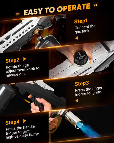Saker propane torch safety lock feature for secure storage and use.