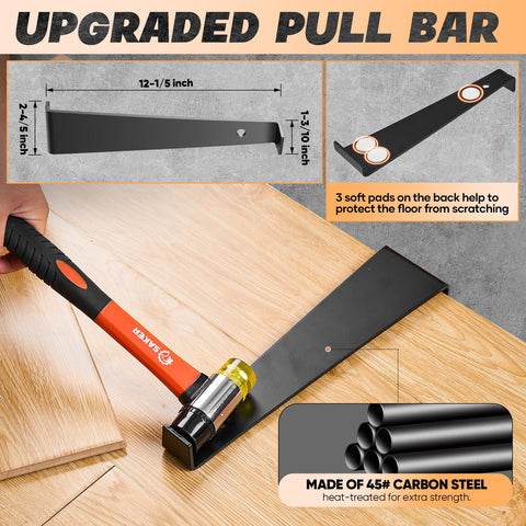 Saker rubber mallet head designed to resist bending and scratches.