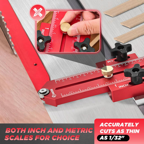 Saker imperial and metric scales enable quick width settings