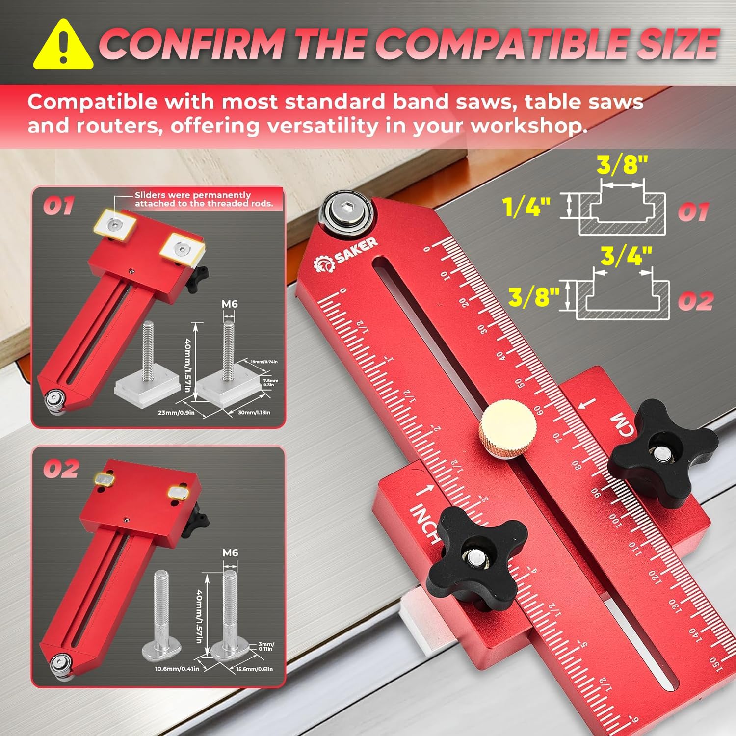 Saker jig sliders and T-bolts enable quick, repeatable narrow cuts