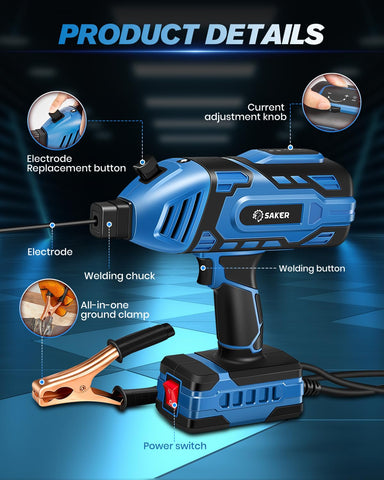 Saker welder weighing 3.3 pounds, ideal for quick storage and travel.