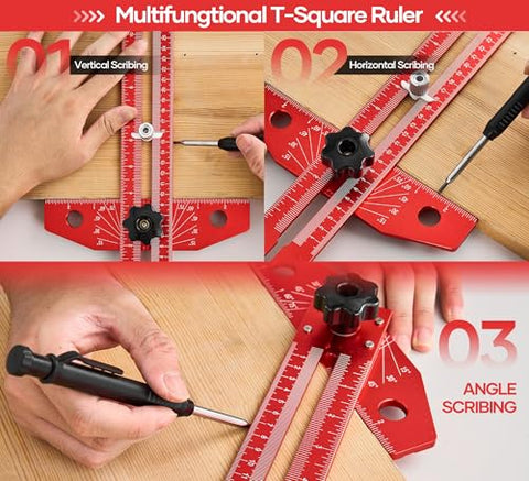 Saker aluminum body lightweight protractor ruler durable and resistant to deformation.