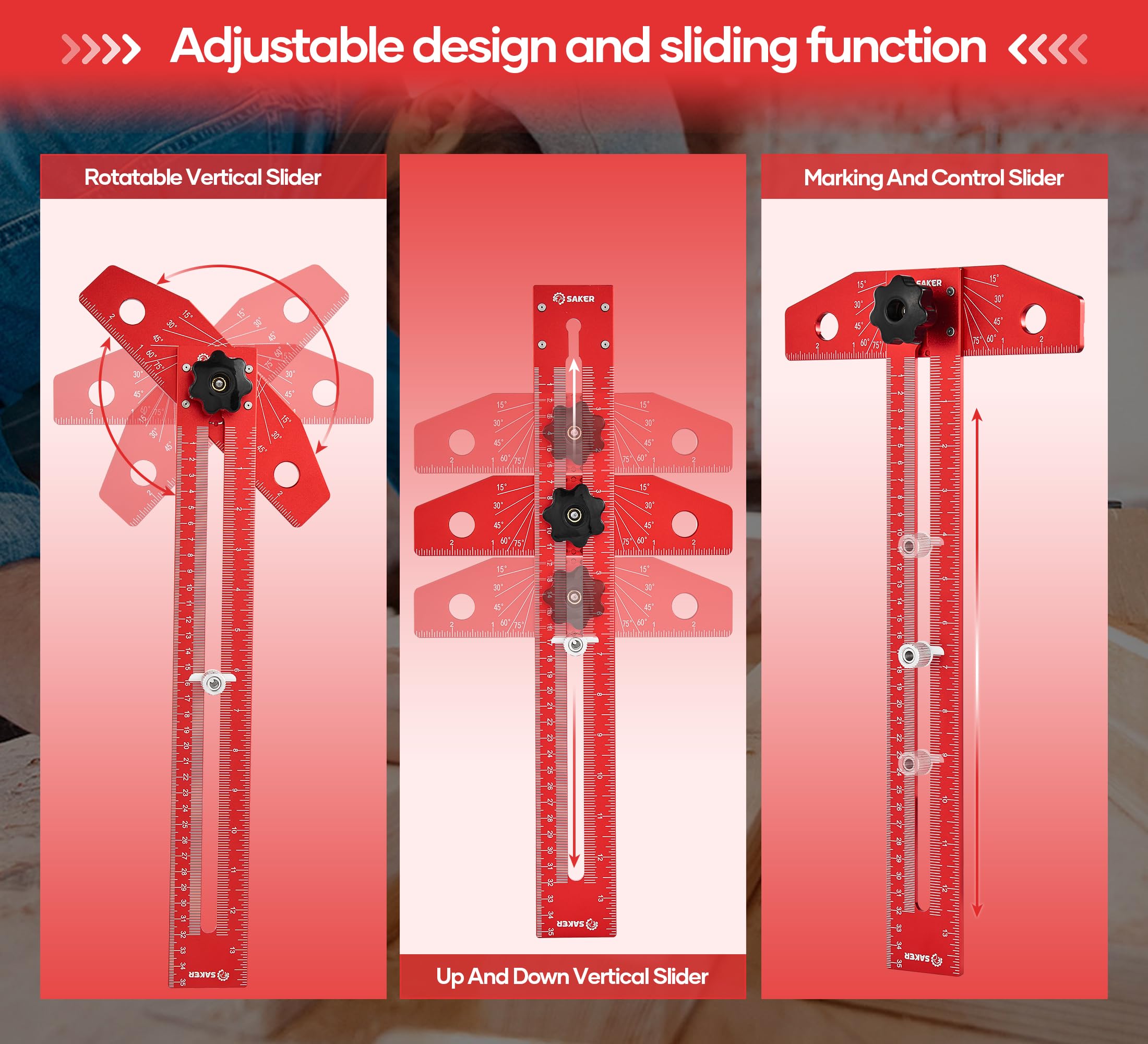 Saker red mechanical pencil with refills for smooth drafting and marking.