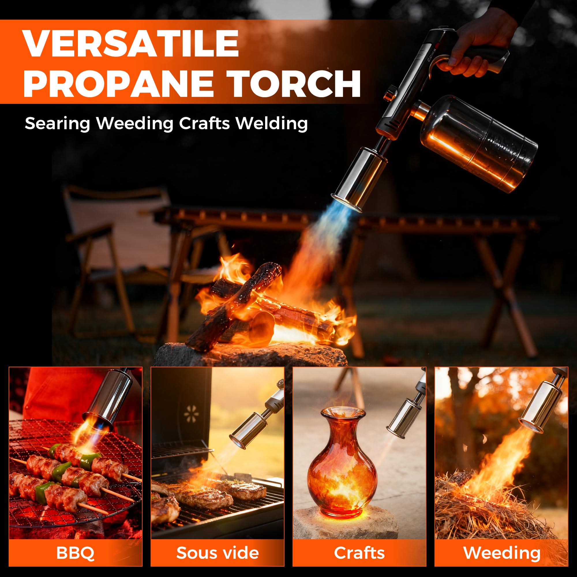 SakerNeo Torch used for BBQ grilling with precise, even browning.