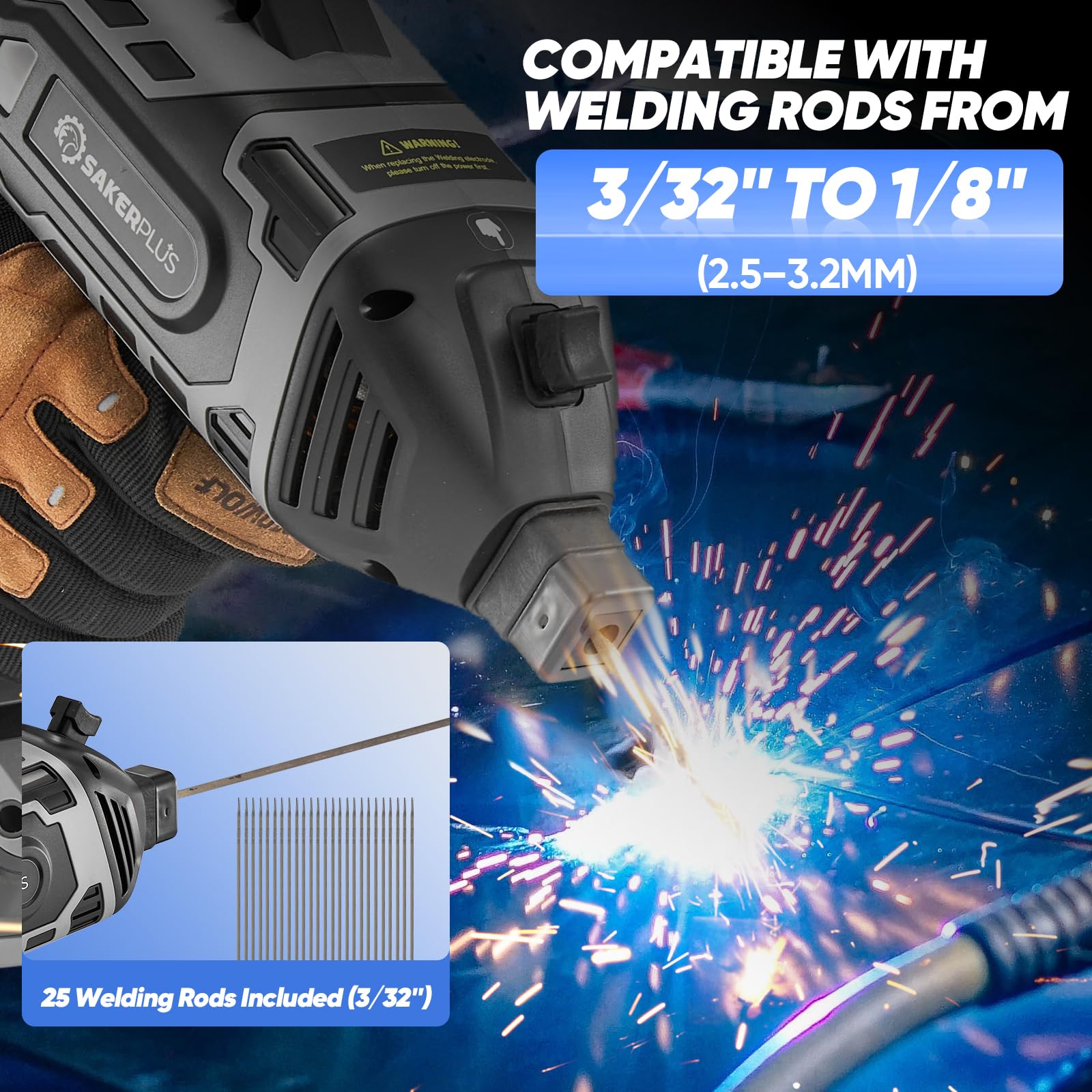 SakerPlus 3/32 welding rods pack included for immediate use