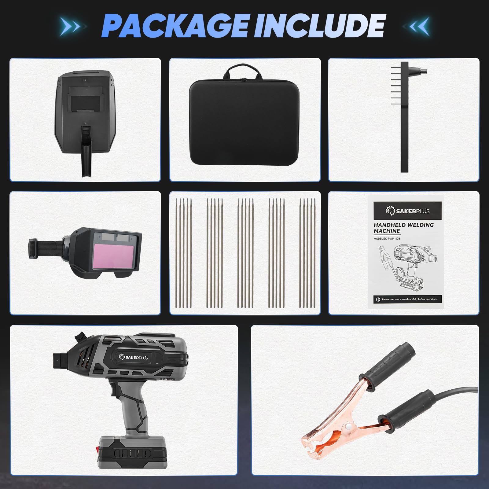 SakerPlus complete welding kit with helmet and accessories
