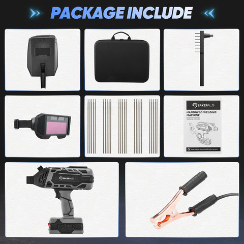 SakerPlus complete welding kit with helmet and accessories