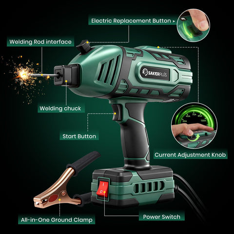 SakerPlus complete welding kit with helmet, case, and tools