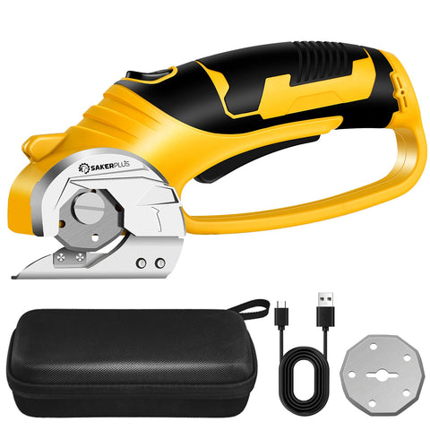 SakerPlus cordless electric scissors with LED light for precise cuts in low light.