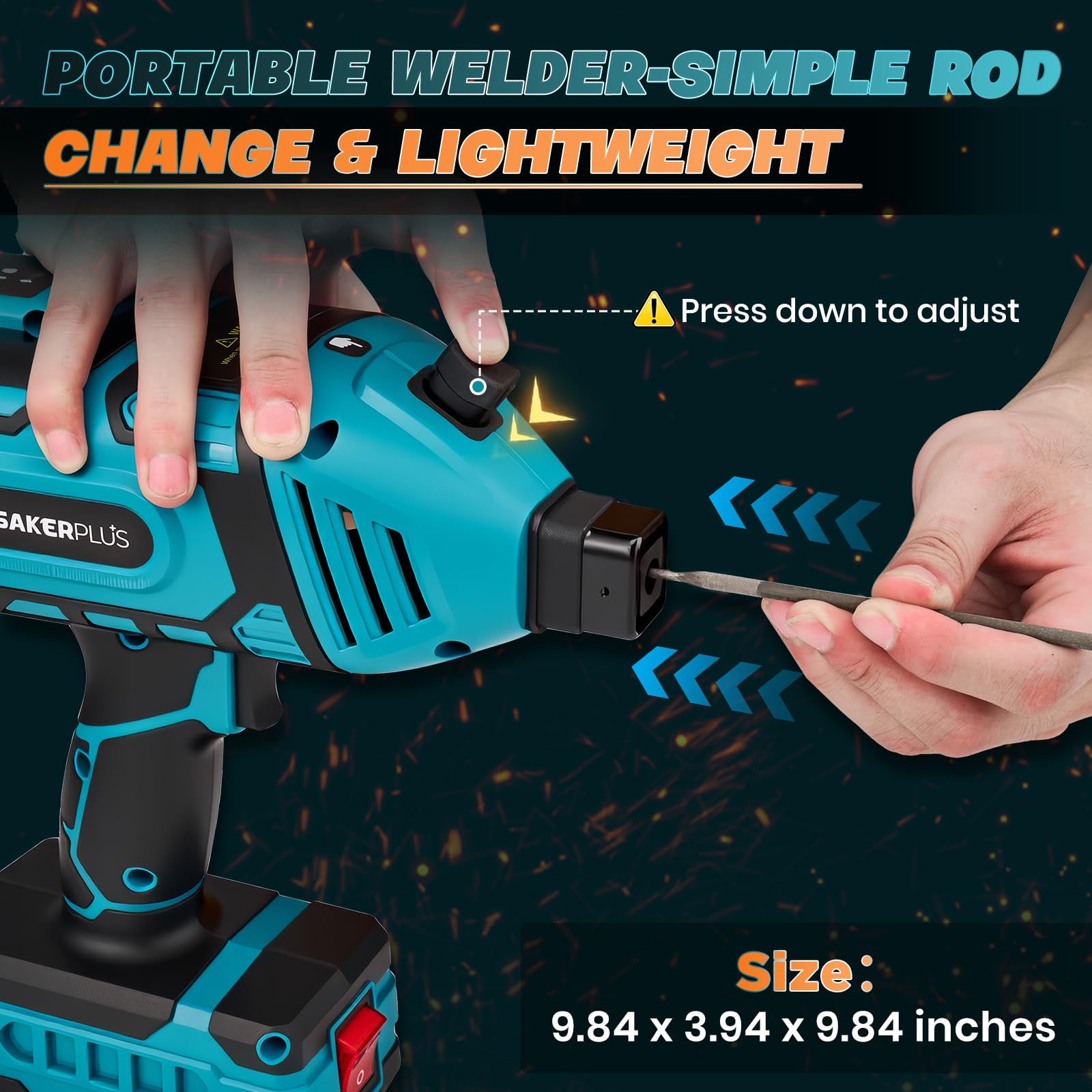 SakerPlus mini welder weight 3-75 lbs enables one-handed operation.