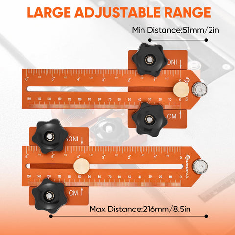 SakerPlus jig with quick adjustment enables fast setup for multiple width cuts.