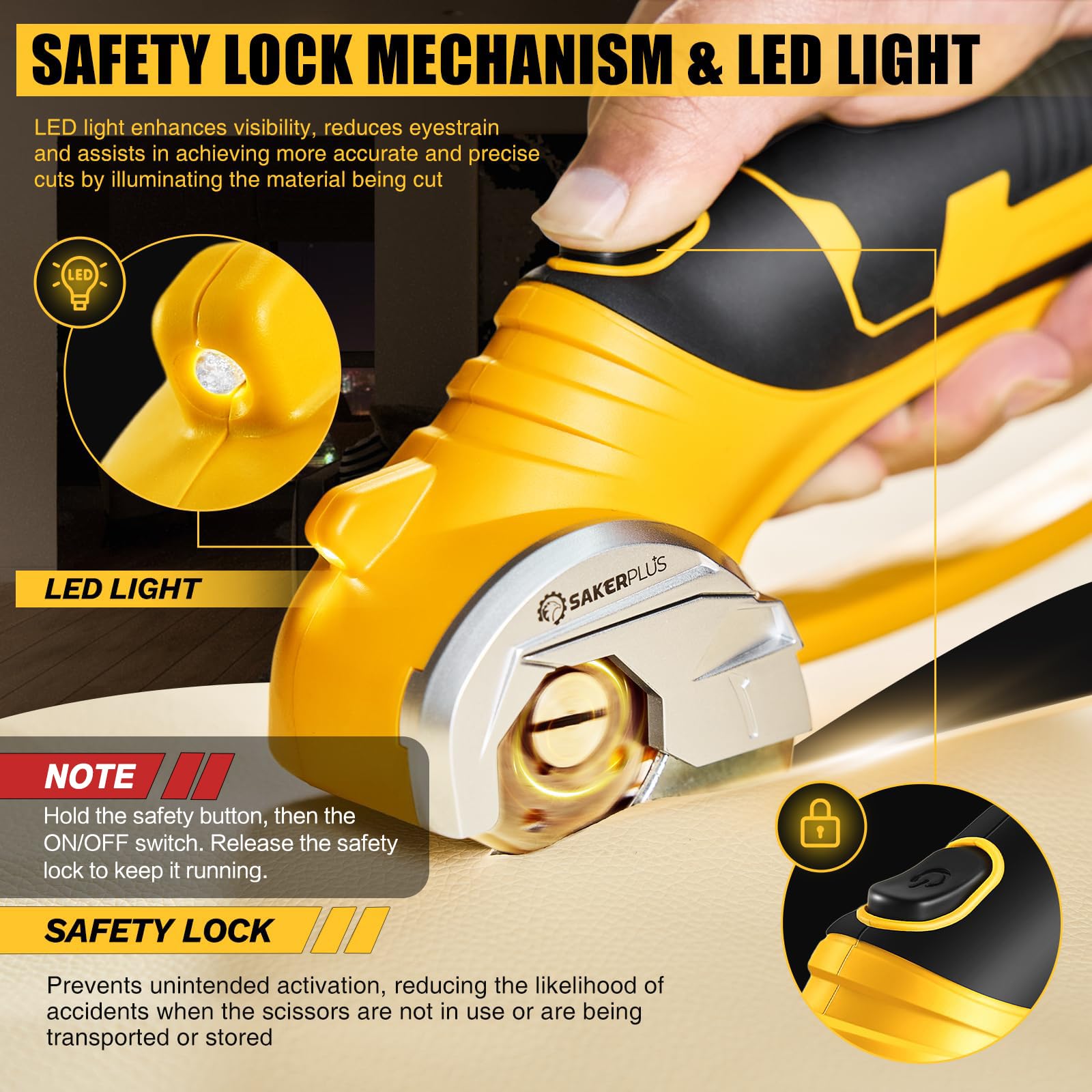 SakerPlus 4V rechargeable battery providing cordless power.