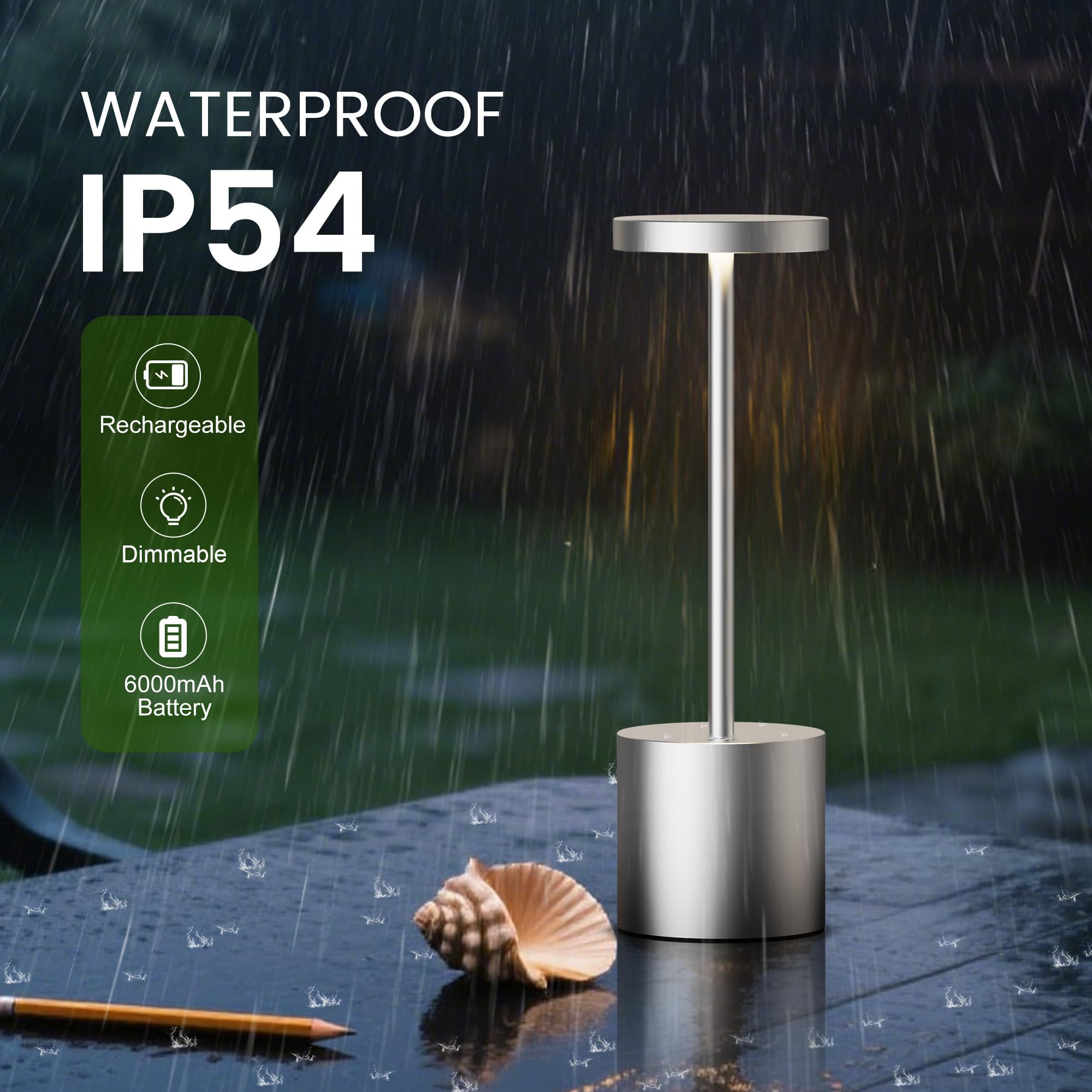 SAKRINGT 5000mAh rechargeable battery table lamp offers cordless outdoor use