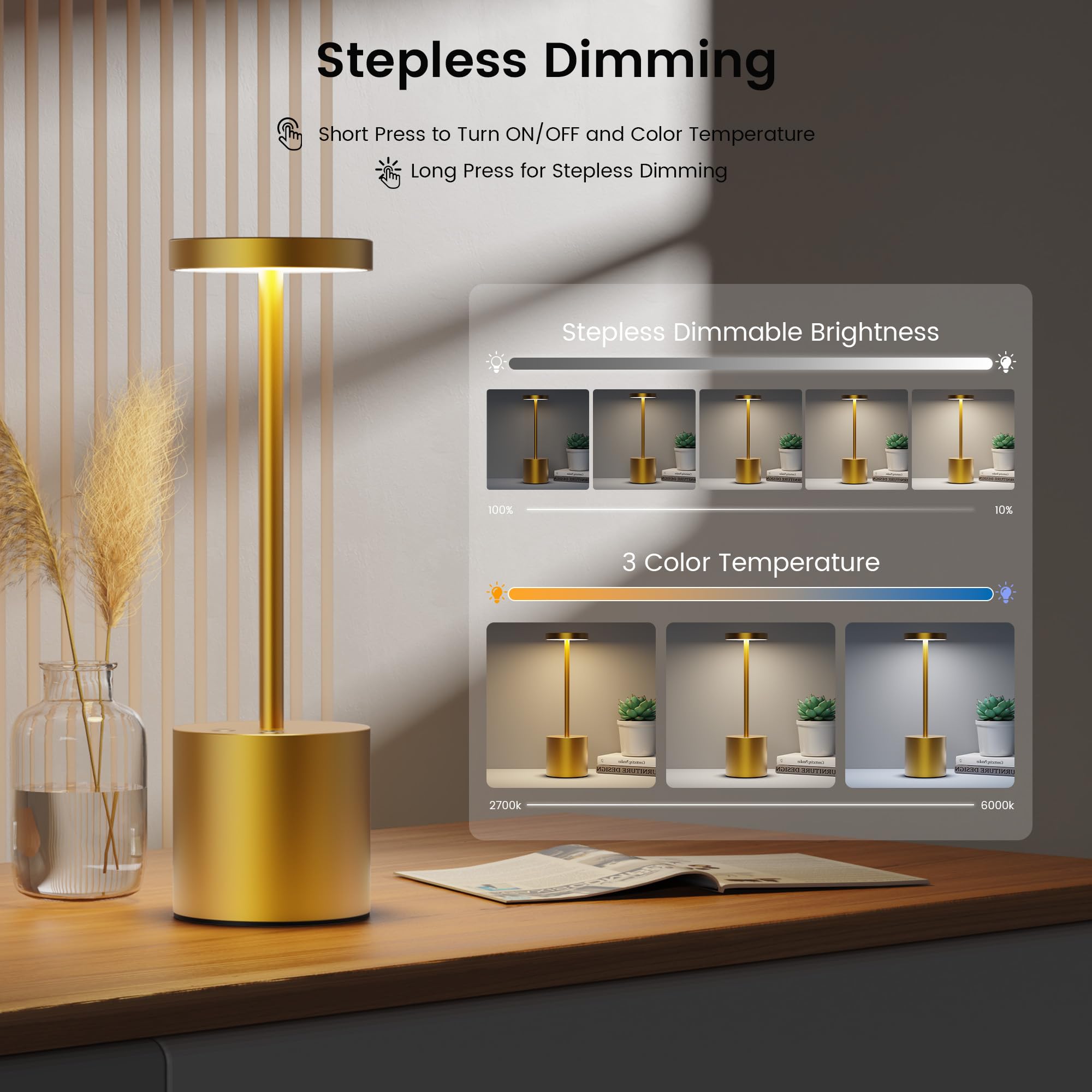 SAKRINGT dimmable LED table lamp highlights flexible brightness for dinners and gatherings.