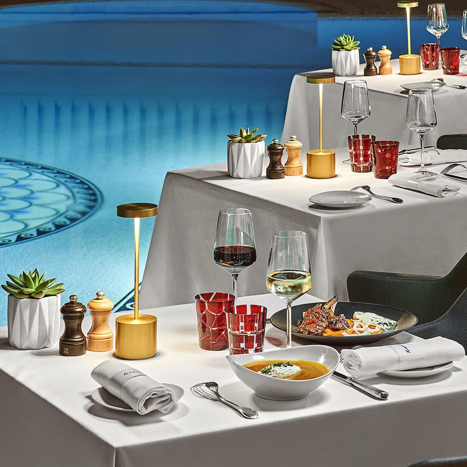 SAKRINGT portable outdoor table light ideal for patio dining and evenings.