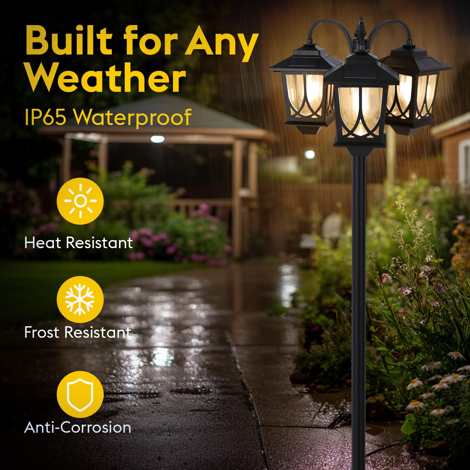 SAKSIAPRO outdoor lamp post with IP65 waterproof coating withstands weather.
