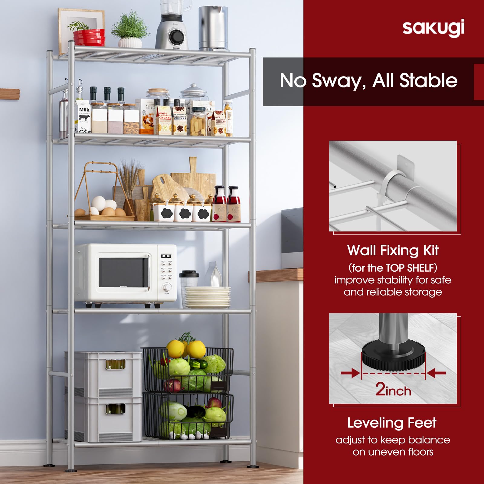 Sakugi rack demonstrating versatile pantry, kitchen, and garage organization