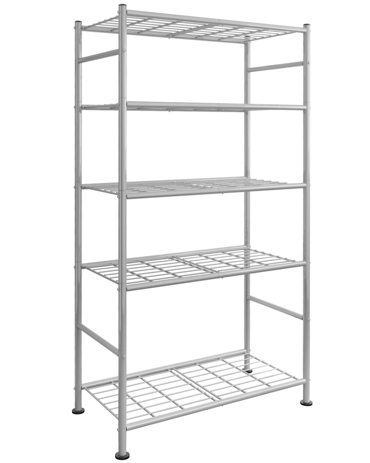 Sakugi 5-tier storage shelves during assembly demonstrate sturdy setup for organized spaces