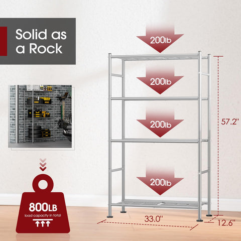Sakugi shelves show leveling feet for stable placement on uneven floors.