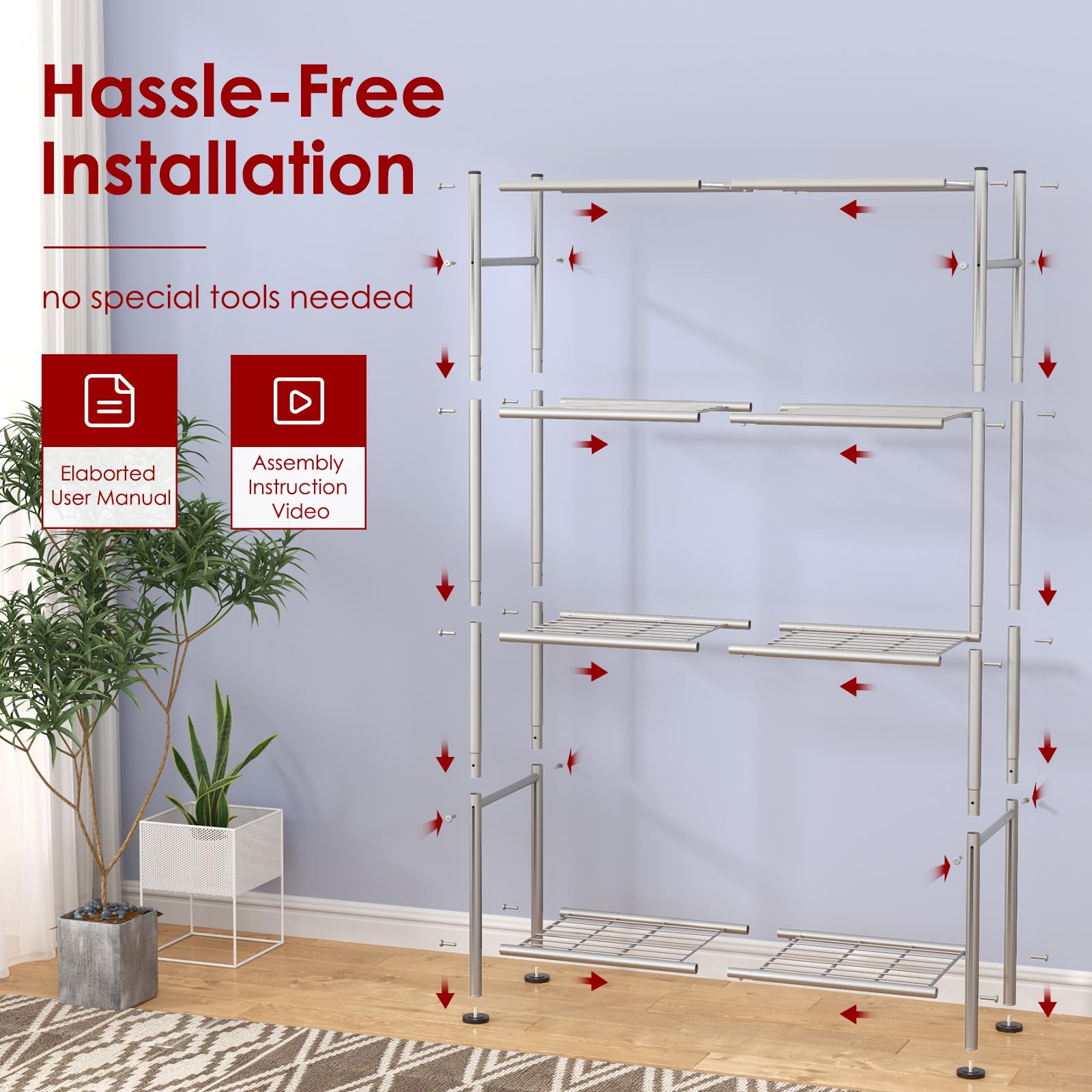Sakugi shelves wipe clean with damp cloth thanks to waterproof finish.