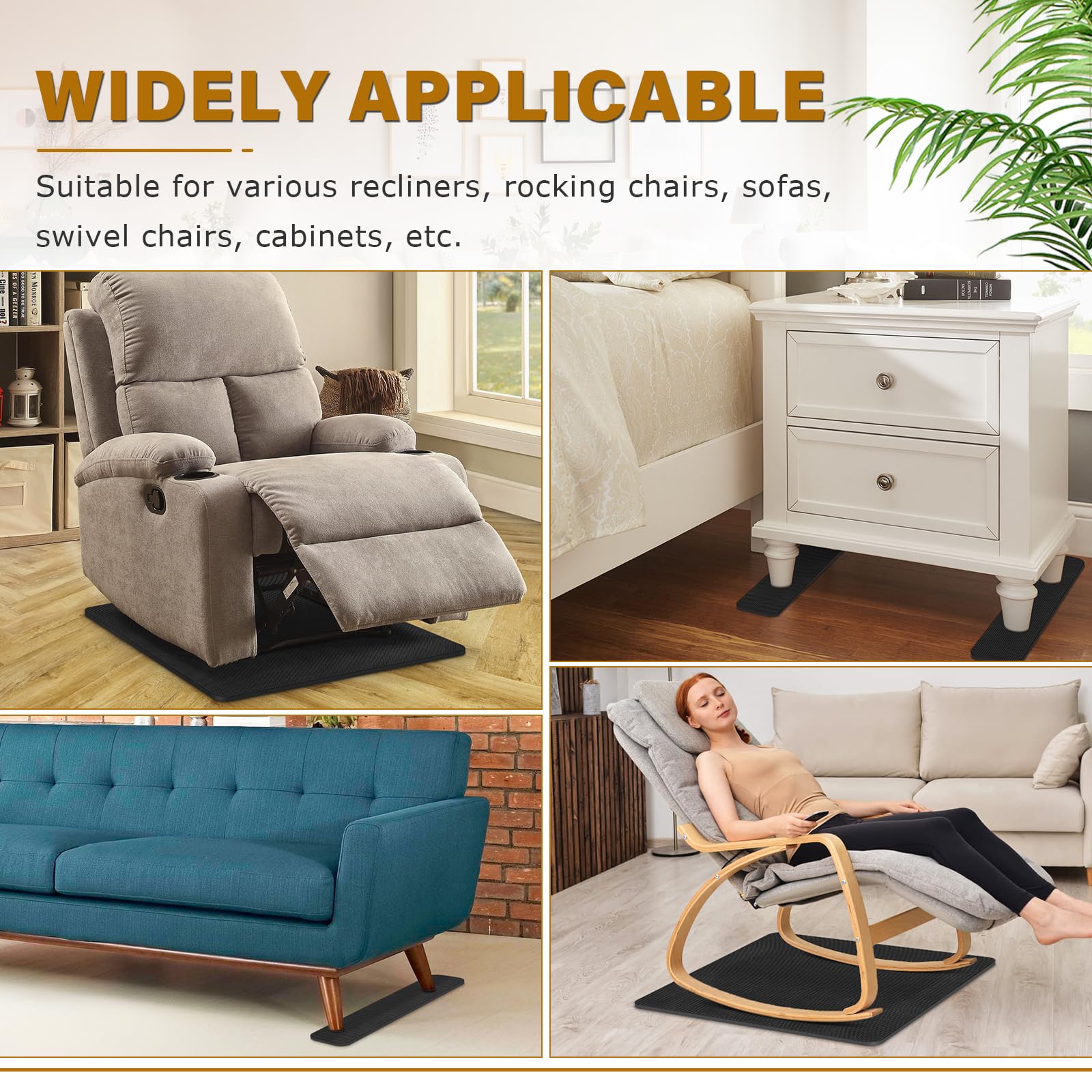 Salcod floor grip mat keeps recliners from sliding.