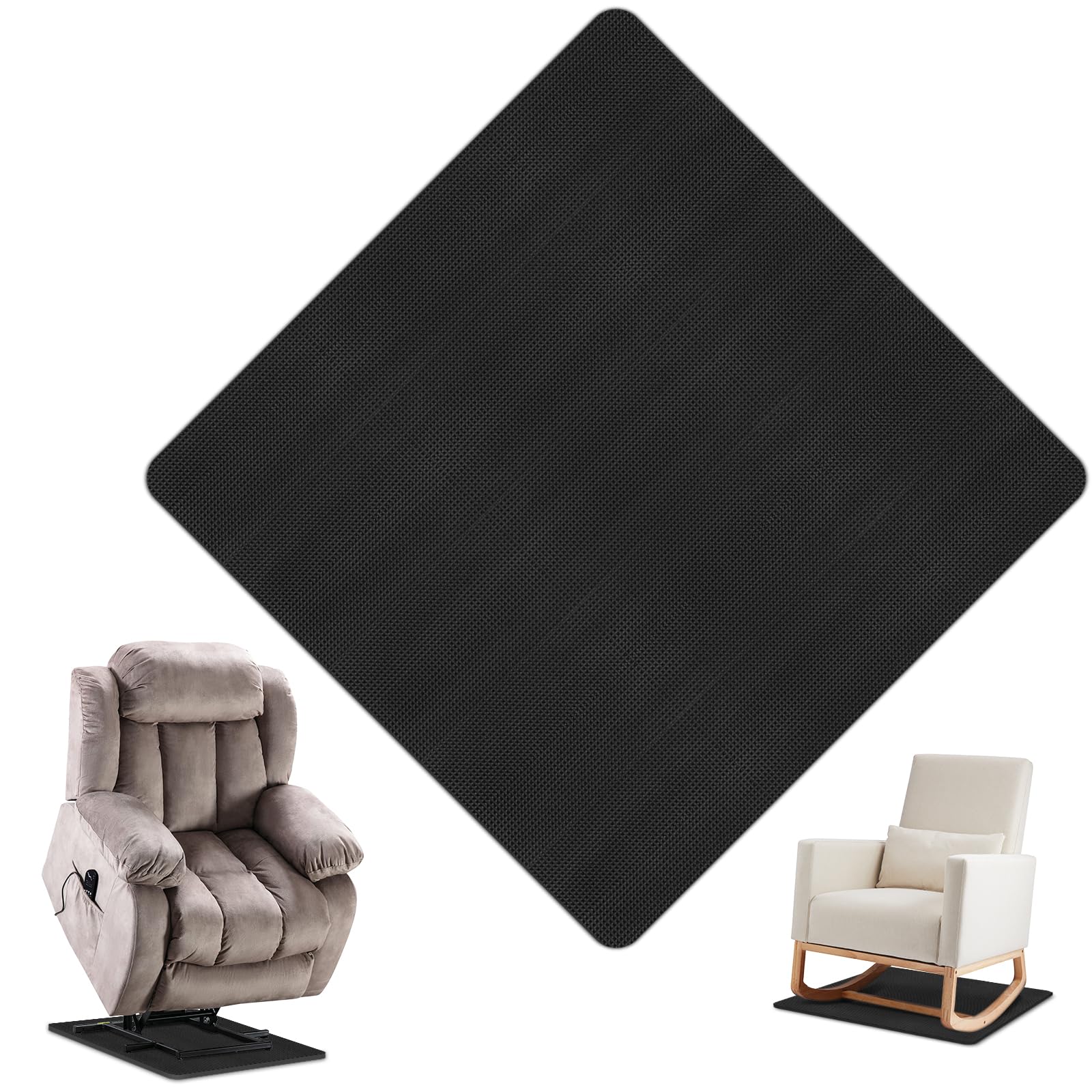 Salcod recliner pad under chair on hardwood floor provides non-slip stability.