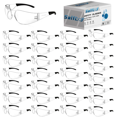 Salfboy clear safety glasses front view showing universal protection for work and lab tasks