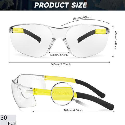 Salfboy clear safety glasses with integrated nose bridge for comfortable wear.