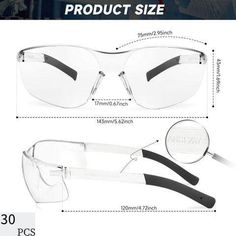 Salfboy Clear Safety Glasses side profile showing lightweight frame for long shifts