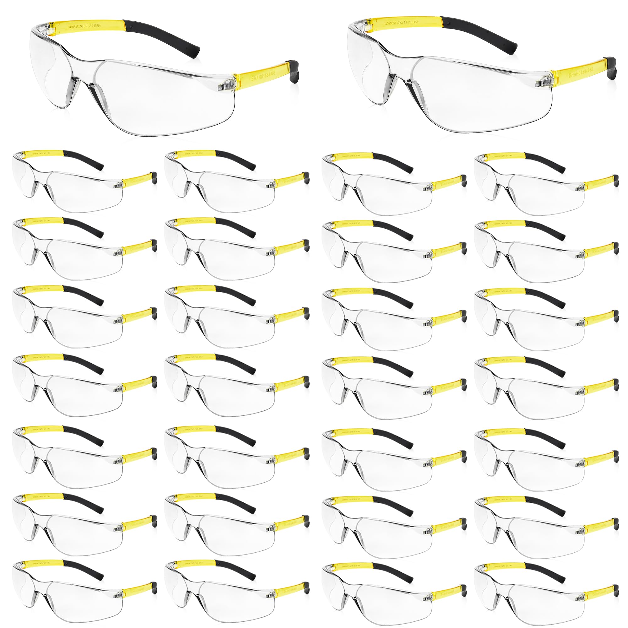 Salfboy clear safety glasses wraparound frame for secure all-day wear.