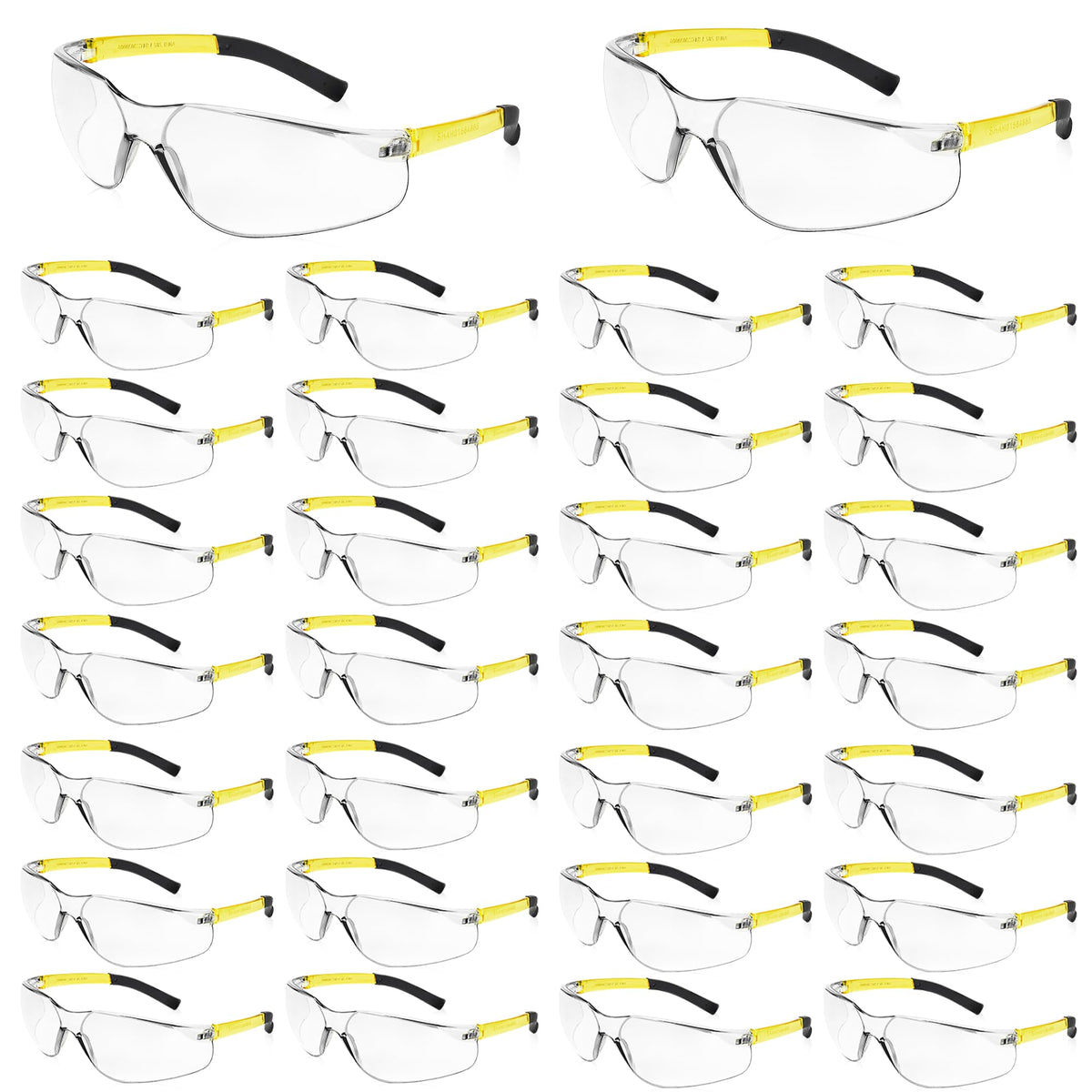 Salfboy clear safety glasses wraparound frame for secure all-day wear.