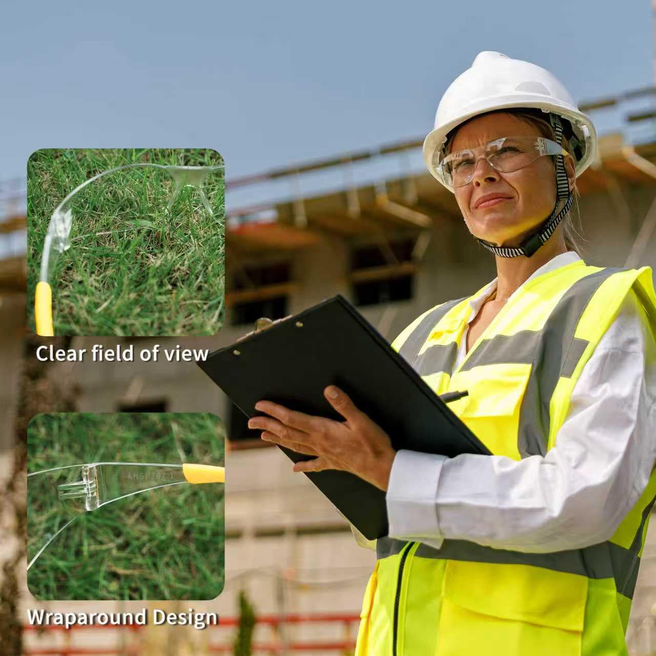 Salfboy gardening outdoor scene showing eye protection