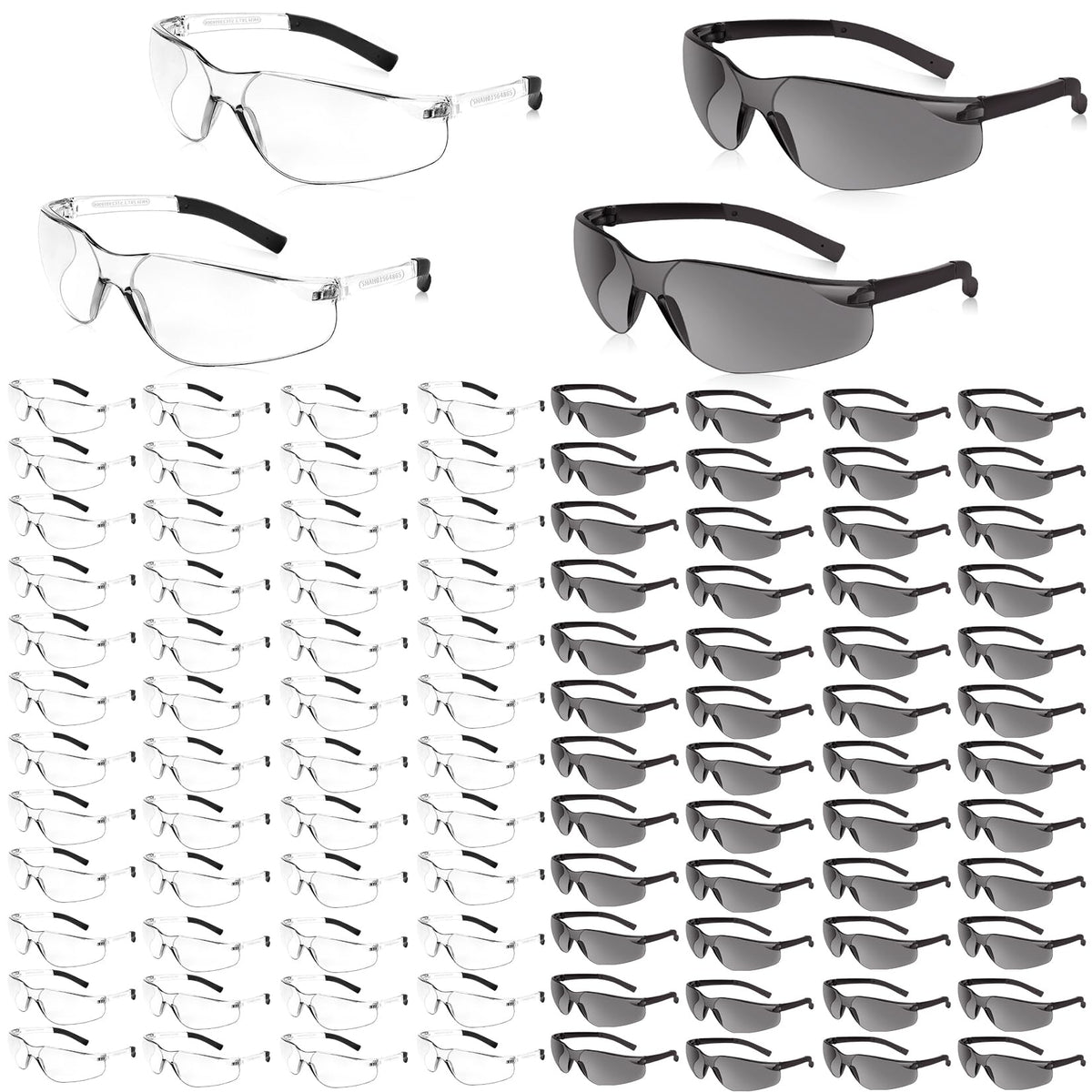 Salfboy safety glasses bulk pack with polycarbonate lenses for durable eye protection.