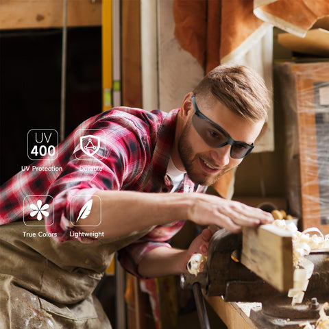 Salfboy safety glasses integrated nose bridge design reduces nose pressure during long use.