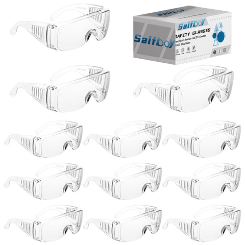 Salfboy safety goggles over eyeglasses for clear protection during work