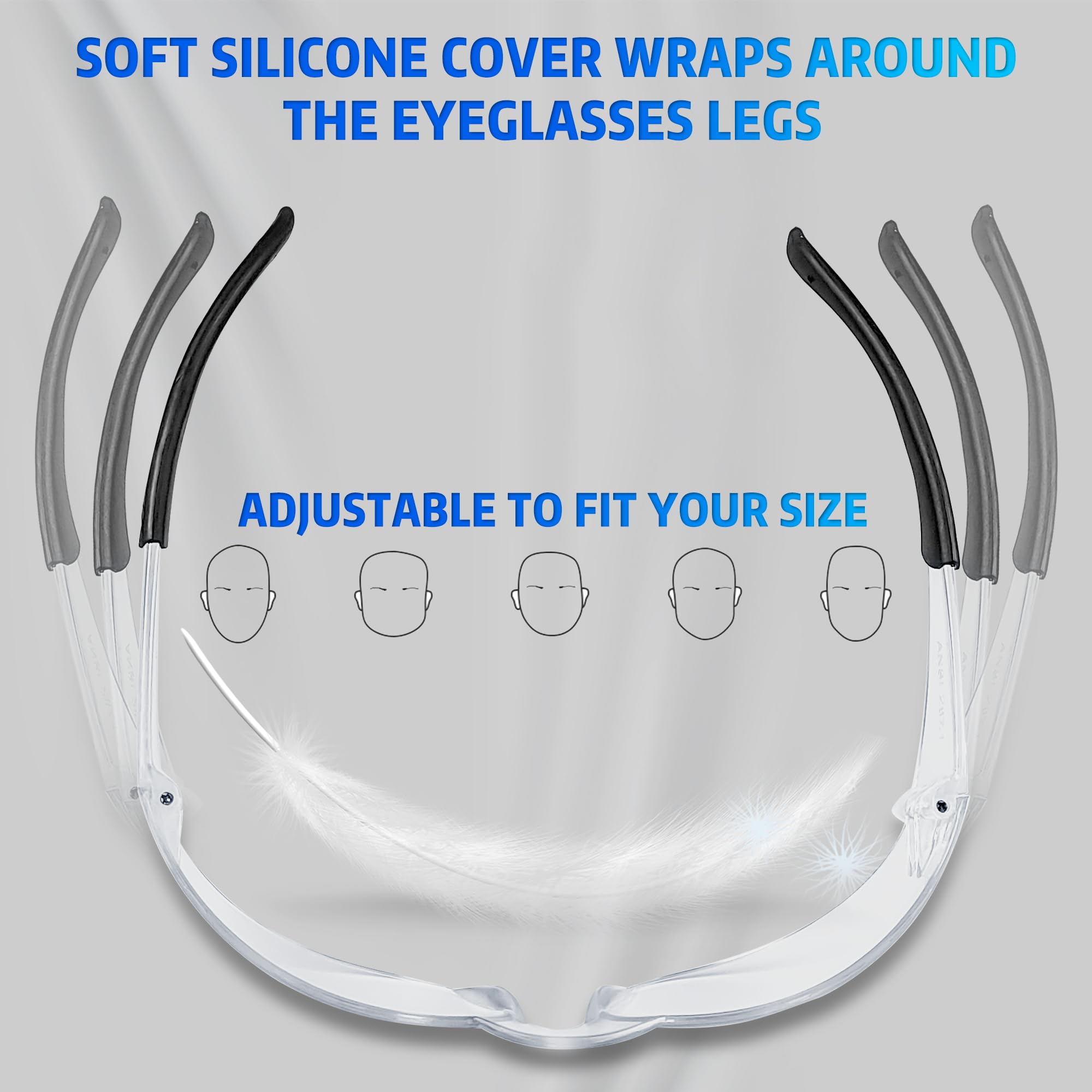 Salfboy silicone-temple wrap provides a secure, comfortable fit during long shifts.