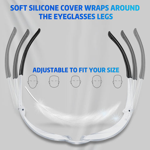 Salfboy silicone-temple wrap provides a secure, comfortable fit during long shifts.