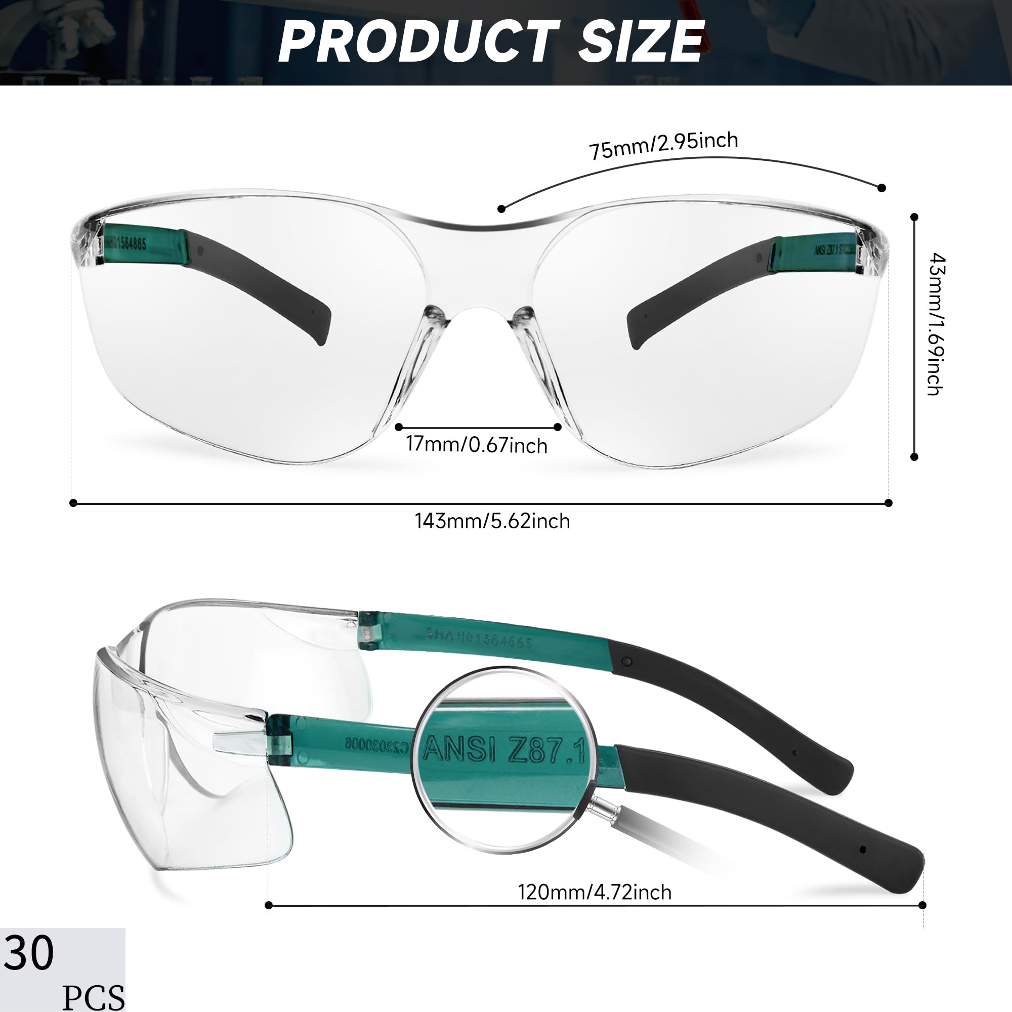 Salfboy wraparound frame safety glasses offering full coverage and secure fit