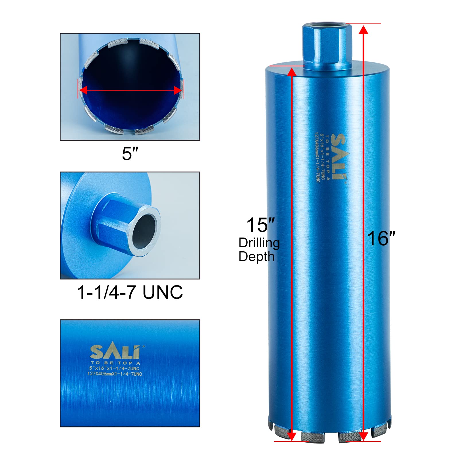 SALI wet core bit achieving 15-inch drilling depth for tough masonry tasks