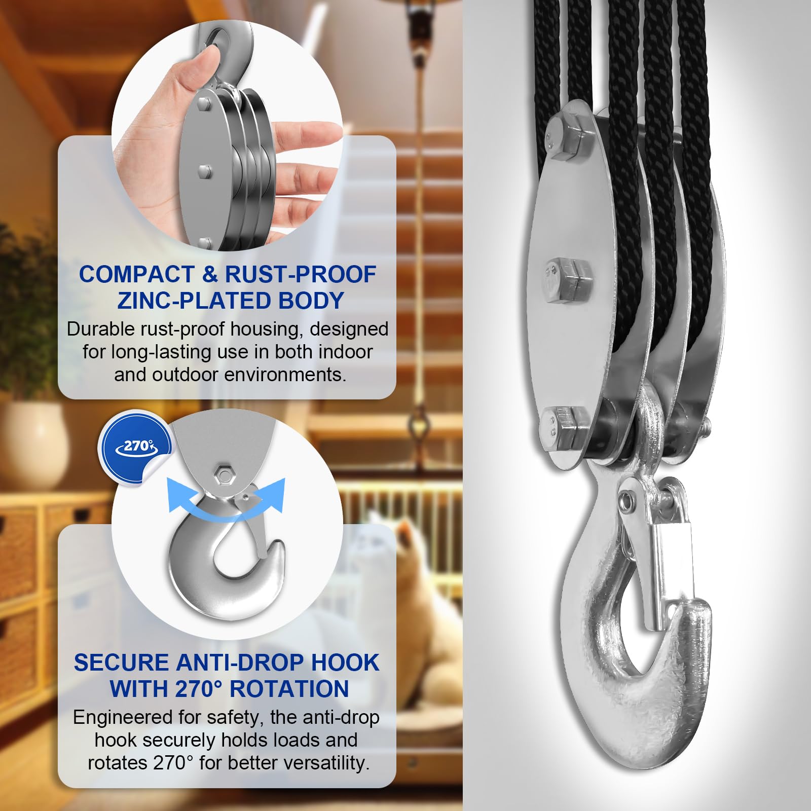 SALIFTFE 55 ft rope, 1/4 inch, offers durable, low-stretch performance.
