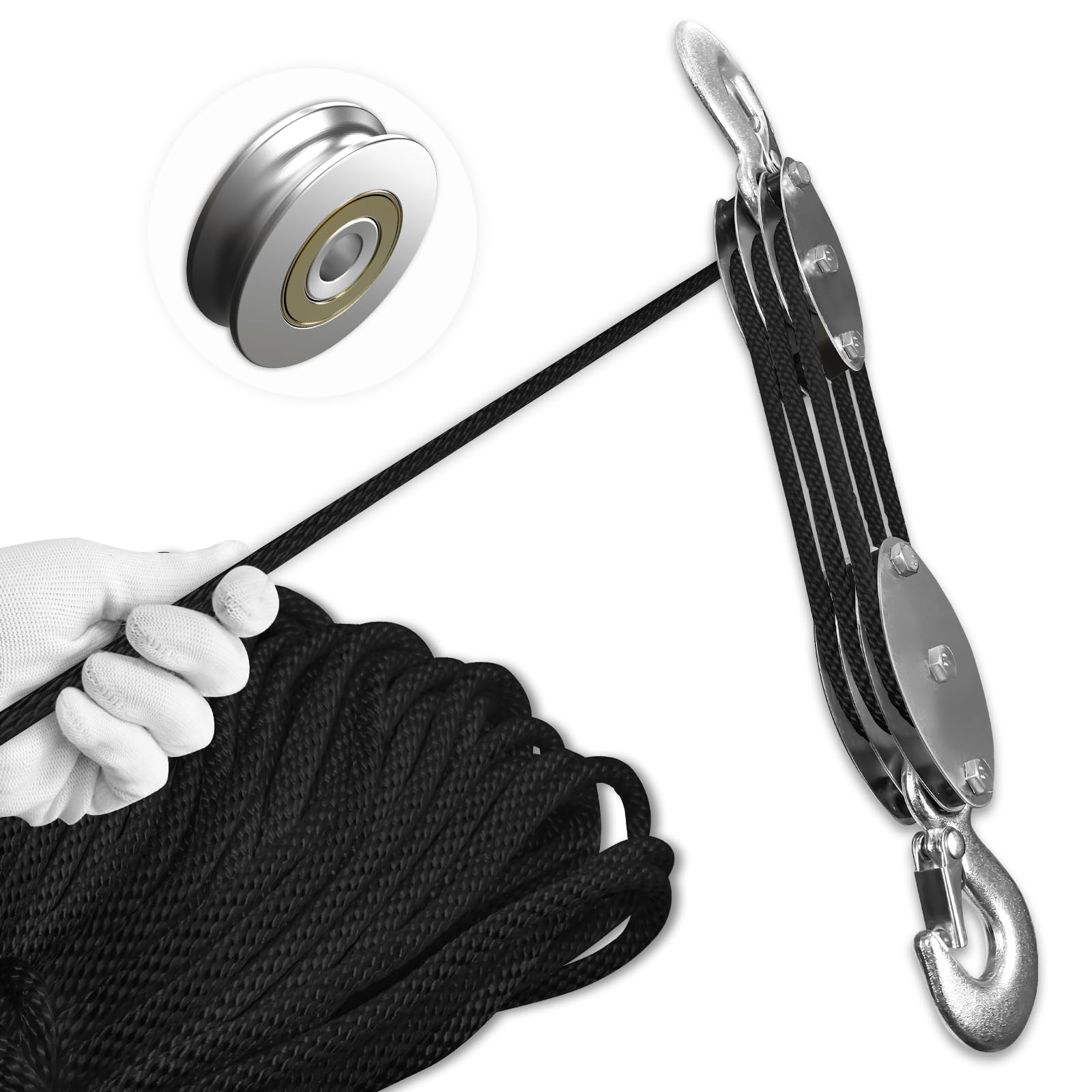SALIFTFE block and tackle full setup for versatile garage lifting tasks.