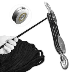 SALIFTFE block and tackle full setup for versatile garage lifting tasks.