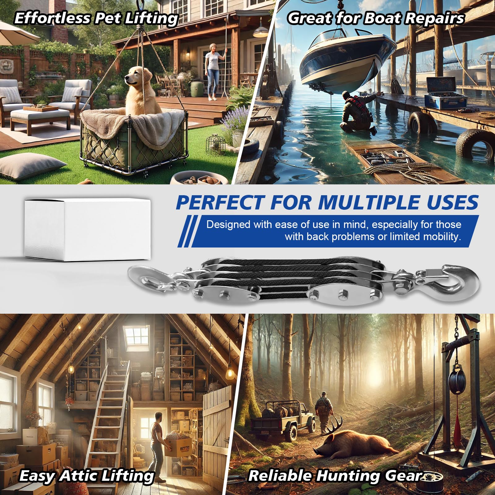 SALIFTFE versatile use indoors and outdoors for garages, hunting, and boats