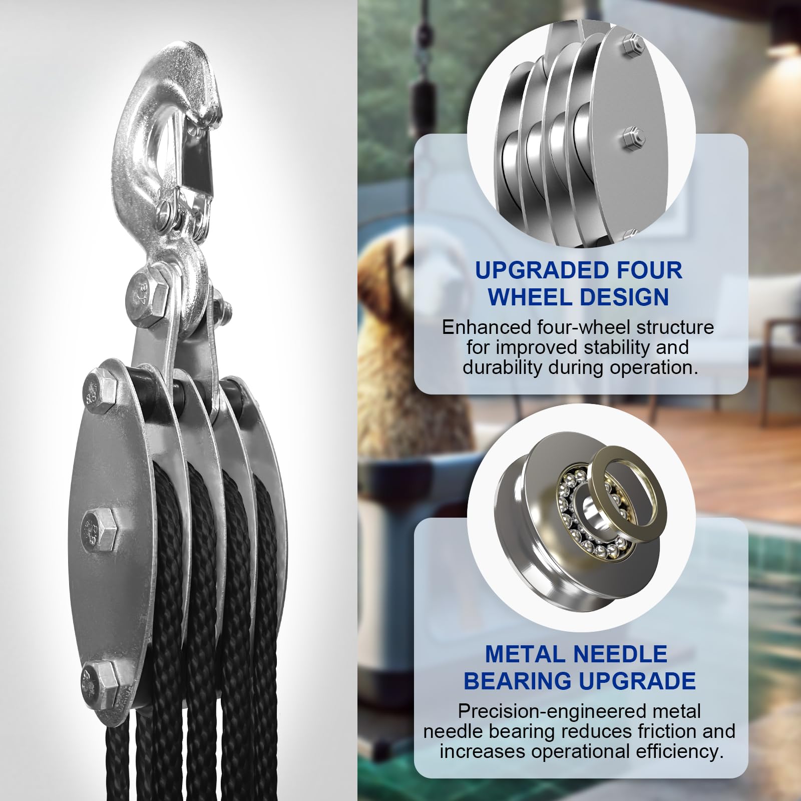 SALIFTFE rust-resistant housing and anti-drop hooks enhance safety during use