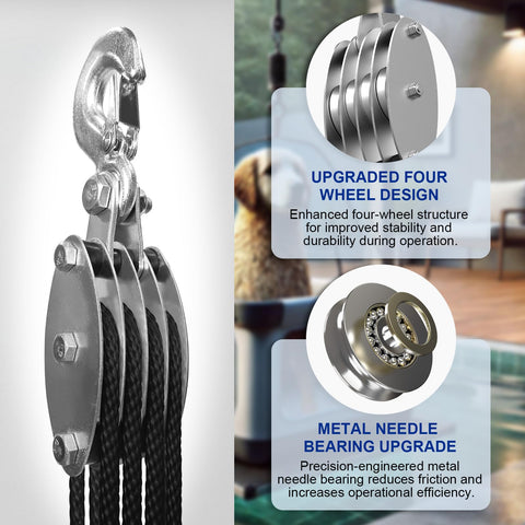 SALIFTFE rust-resistant housing and anti-drop hooks enhance safety during use